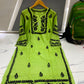 Women’s Embroidered Kurti | Floral Thread Work Straight Kurta with Designer Border