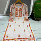 Women’s Embroidered Kurti | Floral Thread Work Straight Kurta with Designer Border