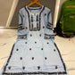 Women’s Embroidered Kurti | Floral Thread Work Straight Kurta with Designer Border