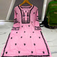 Women’s Embroidered Kurti | Floral Thread Work Straight Kurta with Designer Border
