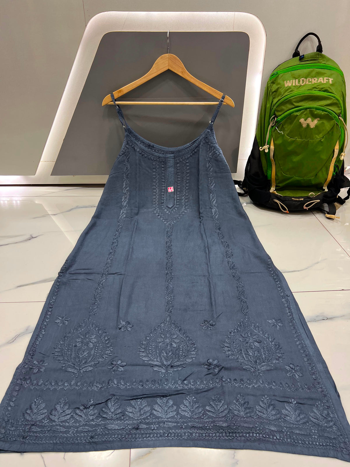 Women’s Embroidered Long Slip Dress | Floral Pattern A-Line Inner Dress