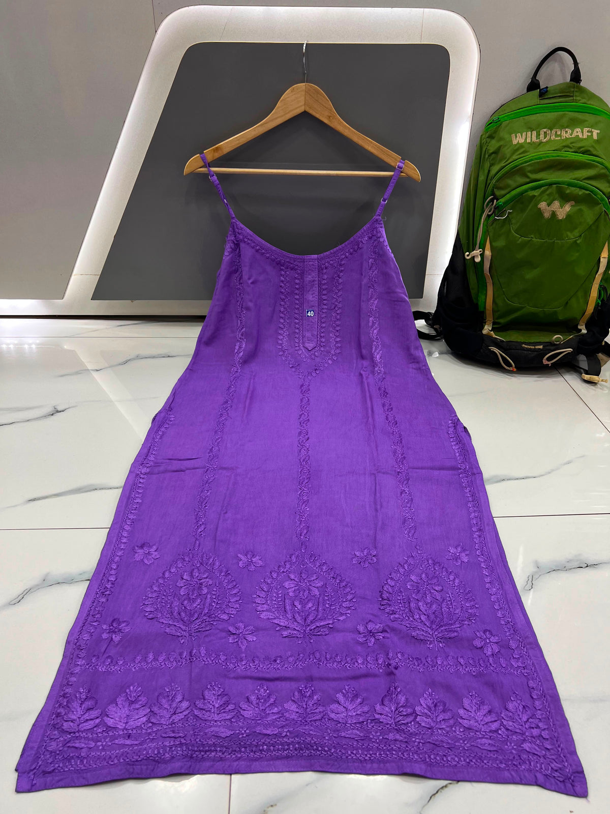 Women’s Embroidered Long Slip Dress | Floral Pattern A-Line Inner Dress