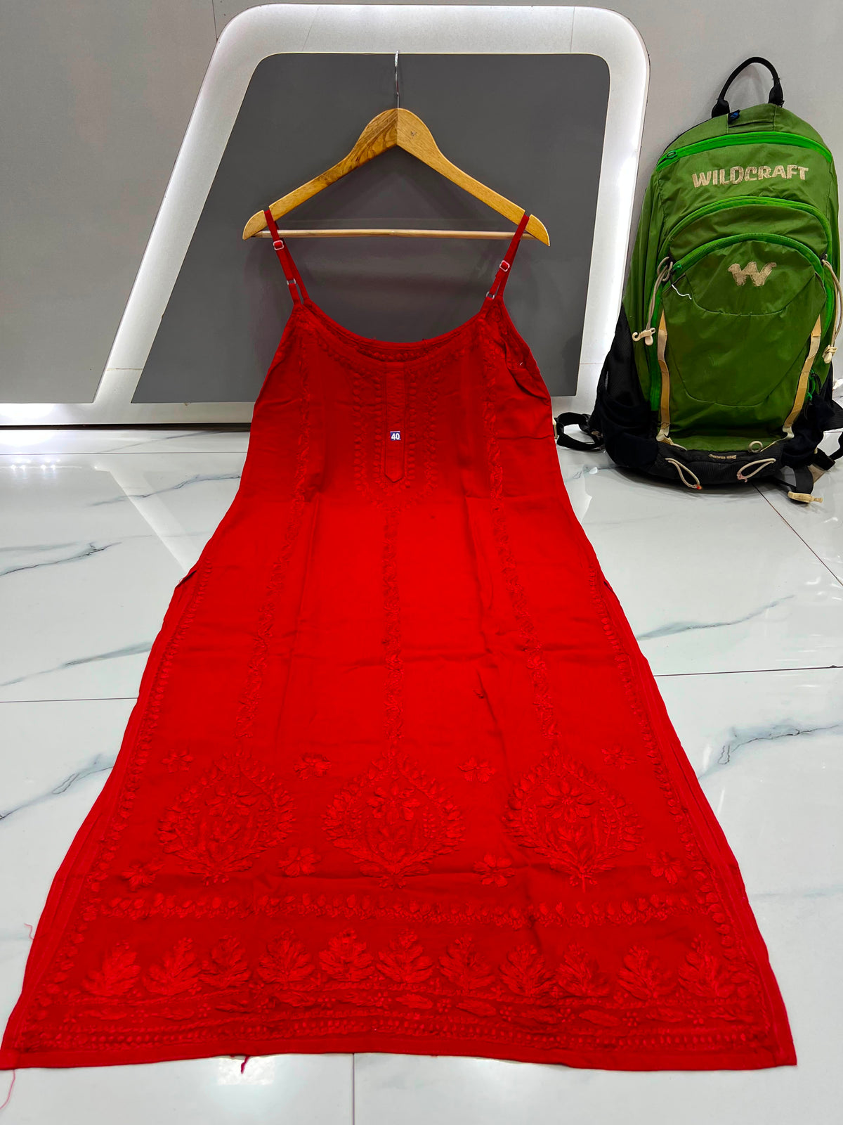 Women’s Embroidered Long Slip Dress | Floral Pattern A-Line Inner Dress