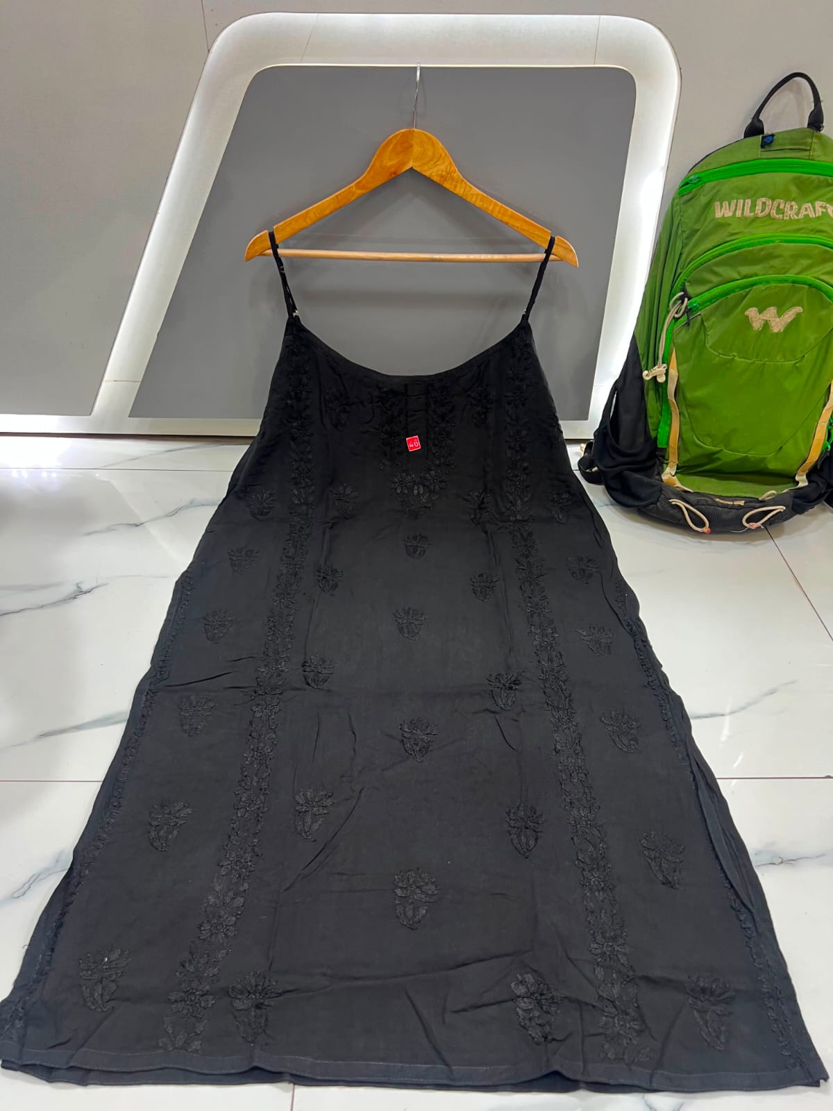 Women’s Embroidered Long Slip Dress | Floral Pattern A-Line Inner Dress