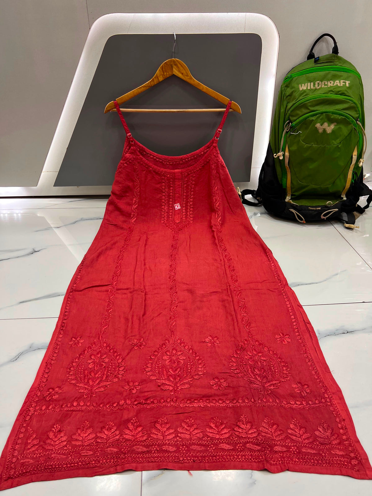 Women’s Embroidered Long Slip Dress | Floral Pattern A-Line Inner Dress