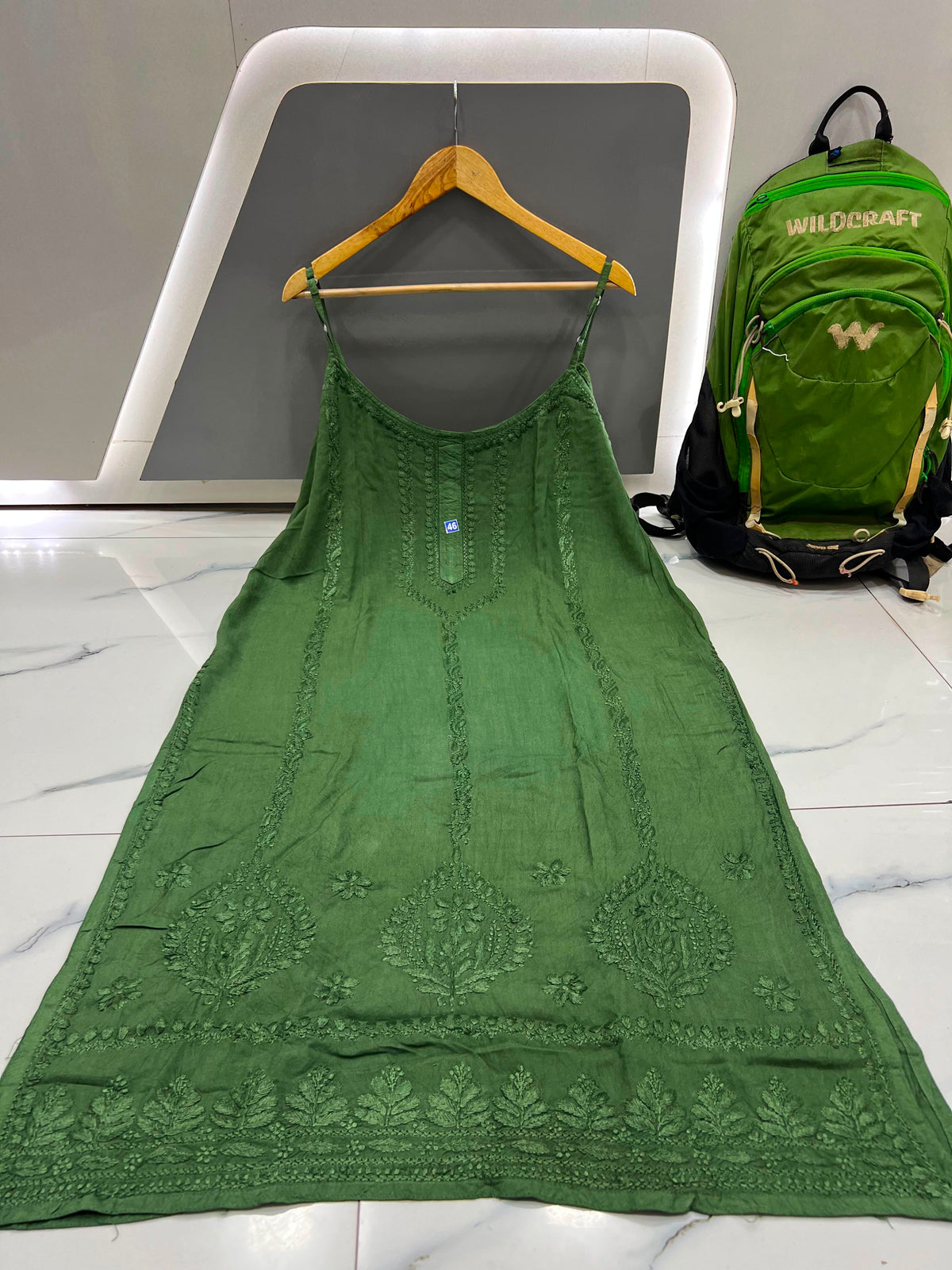 Women’s Embroidered Long Slip Dress | Floral Pattern A-Line Inner Dress