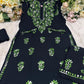 Women’s Black Embroidered Kurta Pant Set | Floral Thread Work Ethnic Co-ord Set