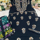 Women’s Black Embroidered Kurta Pant Set | Floral Thread Work Ethnic Co-ord Set