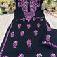 Women’s Black Embroidered Kurta Pant Set | Floral Thread Work Ethnic Co-ord Set