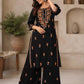 Black Lucknowi Chikankari Cotton Kurta & Pant Set with Dual-Tone Floral Embroidery