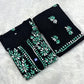 Black Lucknowi Chikankari Cotton Kurta & Pant Set with Dual-Tone Floral Embroidery