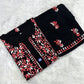 Black Lucknowi Chikankari Cotton Kurta & Pant Set with Dual-Tone Floral Embroidery