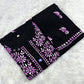 Black Lucknowi Chikankari Cotton Kurta & Pant Set with Dual-Tone Floral Embroidery