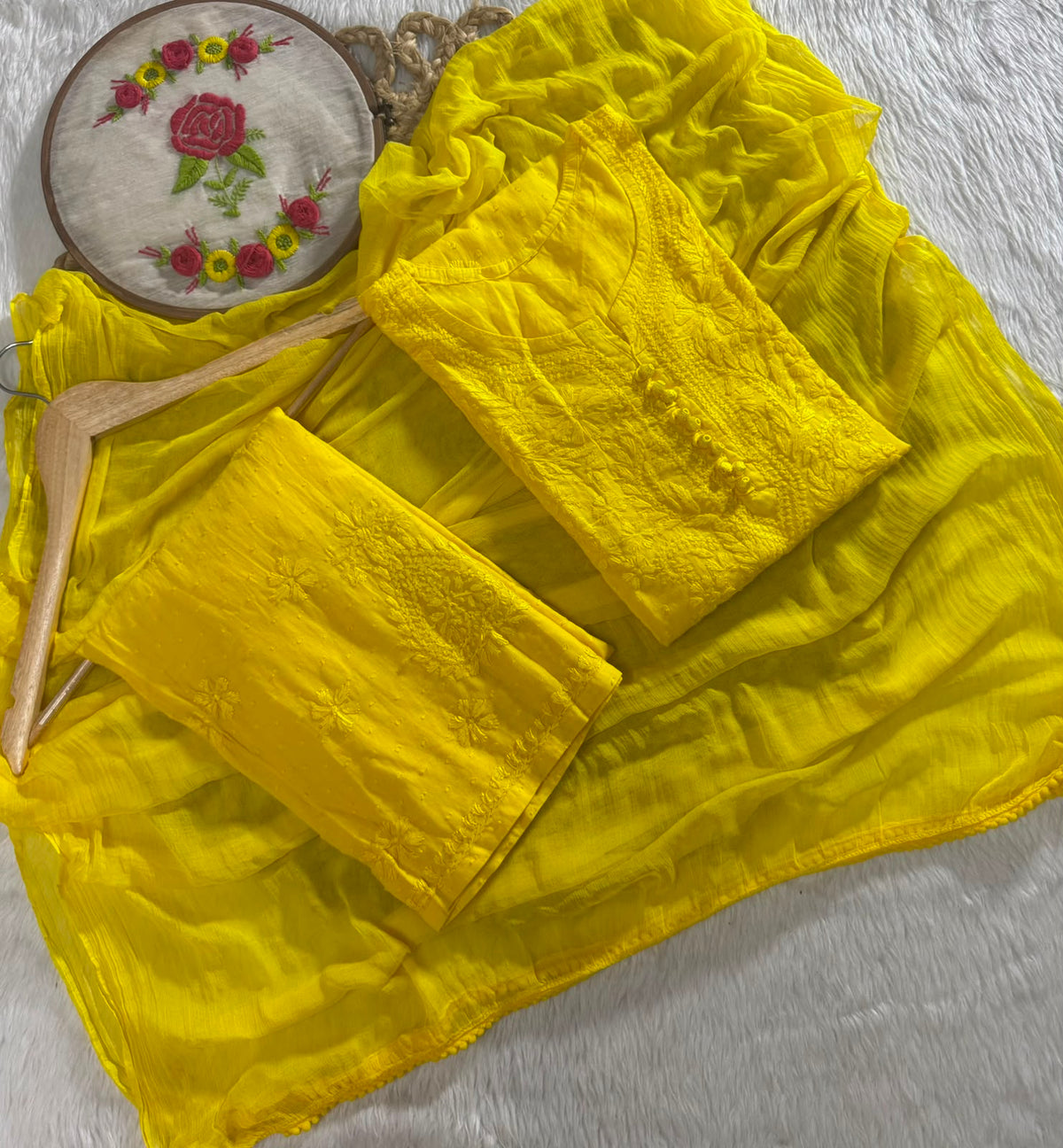 Women’s Embroidered Three-Piece Kurta Set with Dupatta