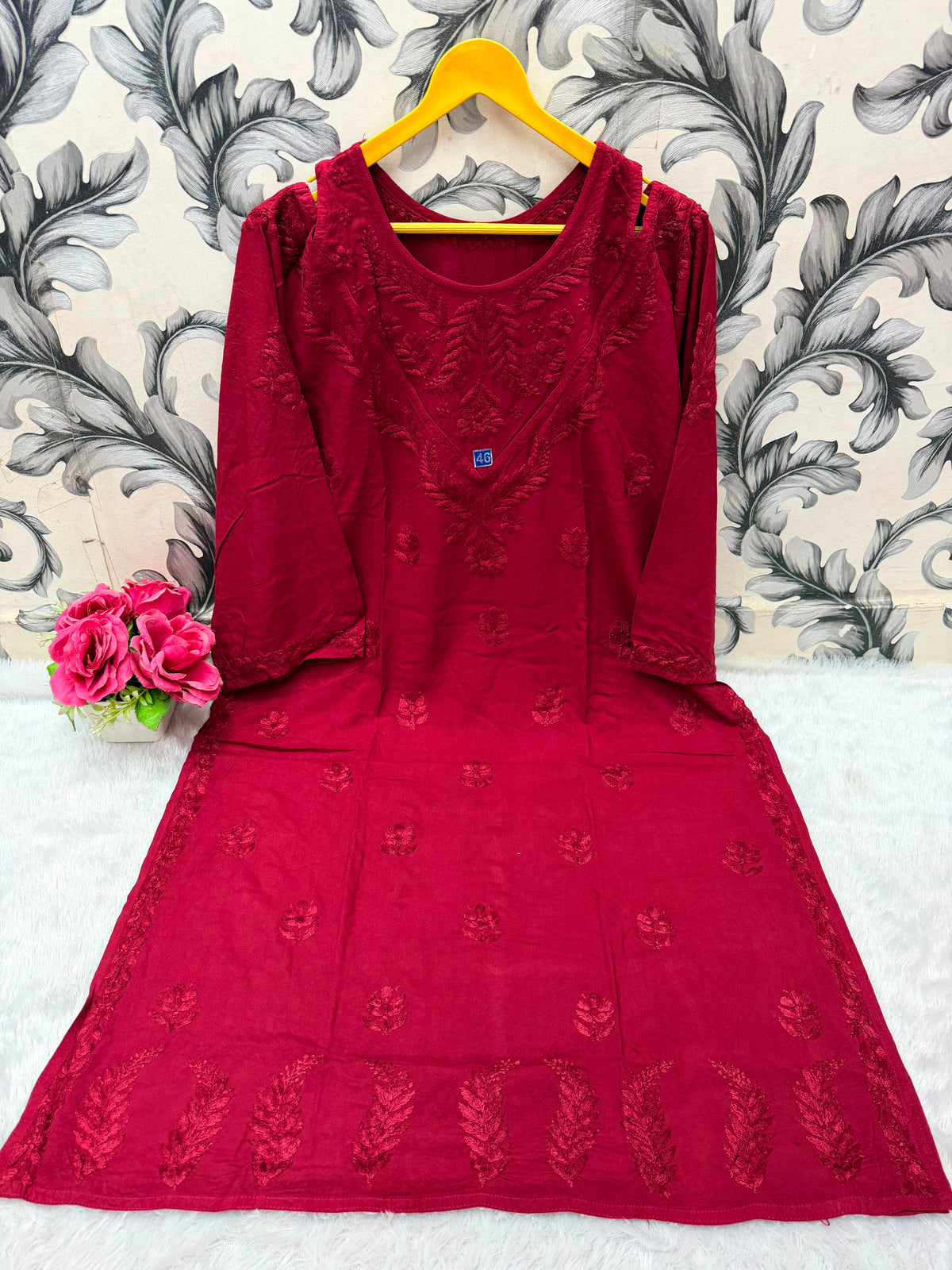 Women’s Floral Embroidered A-Line Kurta