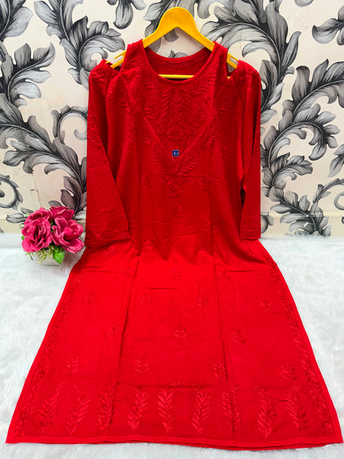Women’s Floral Embroidered A-Line Kurta