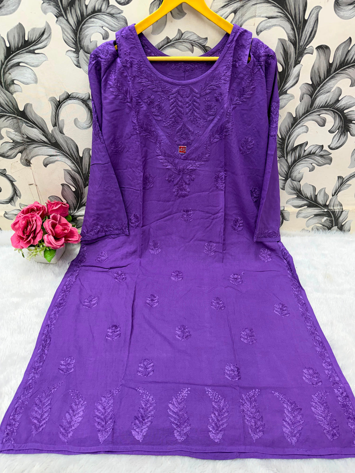 Women’s Floral Embroidered A-Line Kurta