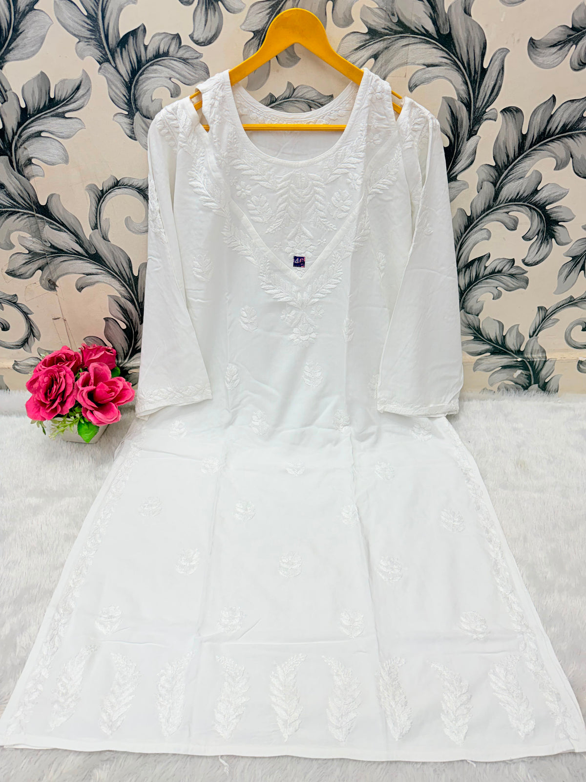 Women’s Floral Embroidered A-Line Kurta