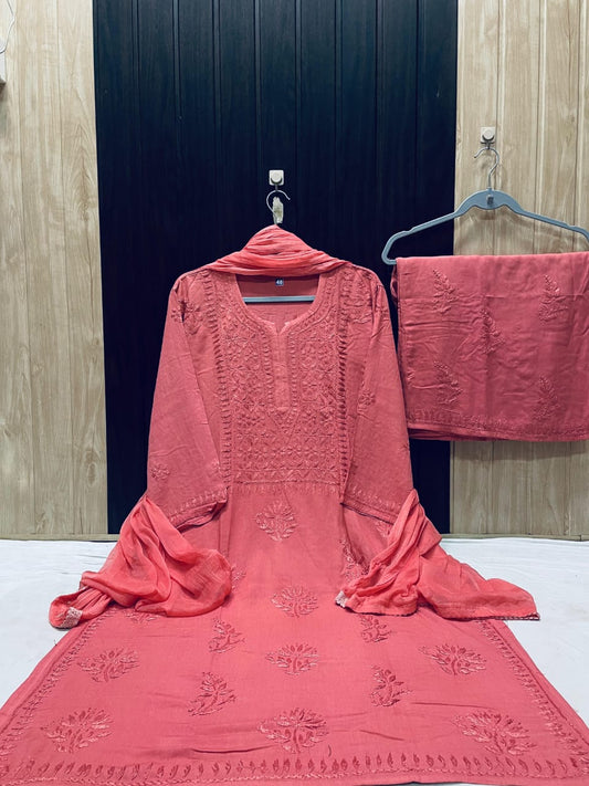 Women’s Floral Embroidered 3-Piece Kurta Set with Dupatta