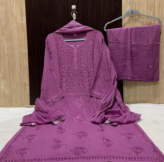 Women’s Floral Embroidered 3-Piece Kurta Set with Dupatta