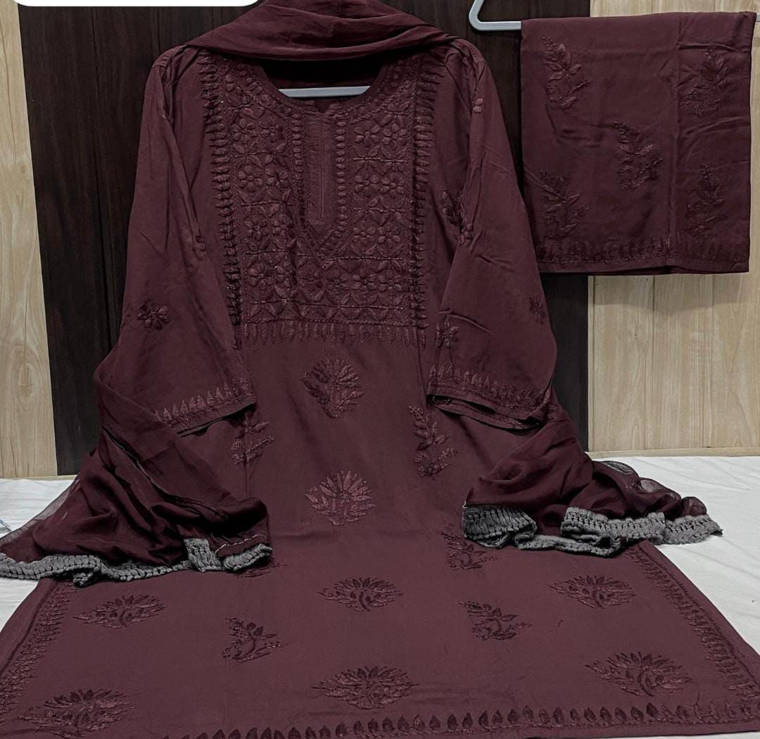 Women’s Floral Embroidered 3-Piece Kurta Set with Dupatta