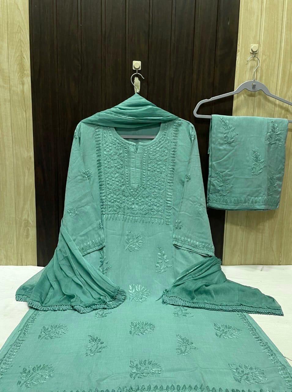 Women’s Floral Embroidered 3-Piece Kurta Set with Dupatta
