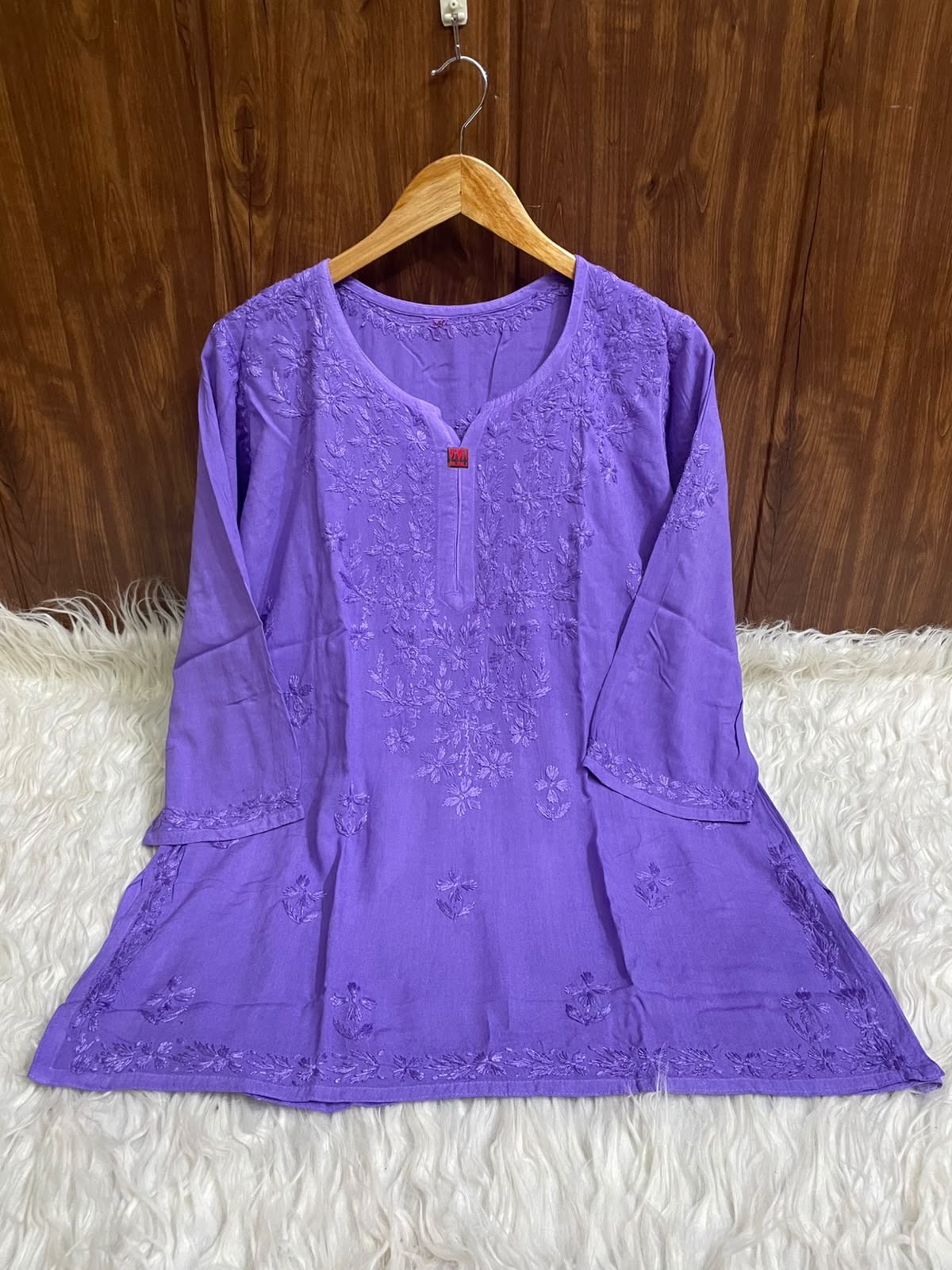 Handcrafted Lucknowi Chikankari Cotton Short Kurti