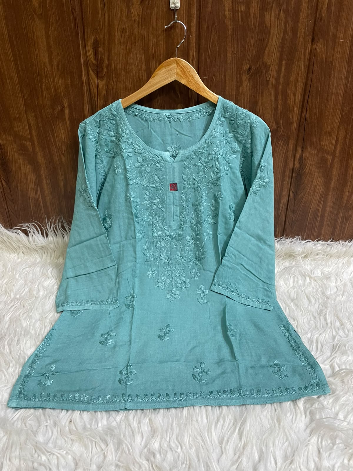 Handcrafted Lucknowi Chikankari Cotton Short Kurti