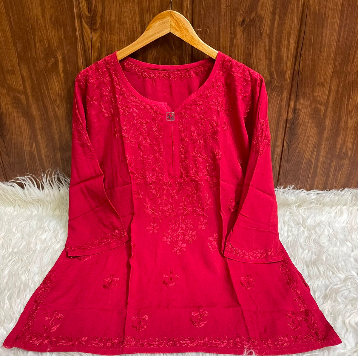 Handcrafted Lucknowi Chikankari Cotton Short Kurti
