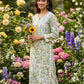 Handcrafted Floral Printed Cotton Long Kurta with White Chikankari Embroidery