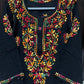 Women’s Black Floral Embroidered Anarkali Suit Set | Multicolor Thread Work Kurta with Pant