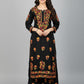 Women’s Black Floral Embroidered Anarkali Suit Set | Multicolor Thread Work Kurta with Pant