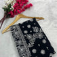 Handcrafted Lucknowi Chikankari Georgette Saree with Mukaish Sequin Detailing