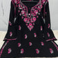 Black Lucknowi Chikankari Cotton Short Kurti with Contrast Dual-Tone Floral Embroidery