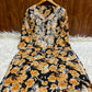 Women’s Black Floral Printed Embroidered Kurta