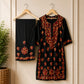 Black Floral Embroidered Kurta with Matching Pants for Women