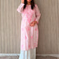 Handcrafted Lucknowi Chikankari Floral Printed Cotton Long Kurta