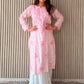 Handcrafted Lucknowi Chikankari Floral Printed Cotton Long Kurta
