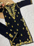 Women’s Black Embroidered Kurta Set | Floral Thread Work Kurti with Bottom