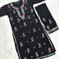 Women’s Black Embroidered Kurta Set | Floral Thread Work Kurti with Bottom