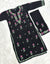 Women’s Black Embroidered Kurta Set | Floral Thread Work Kurti with Bottom