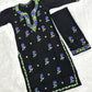 Women’s Black Embroidered Kurta Set | Floral Thread Work Kurti with Bottom