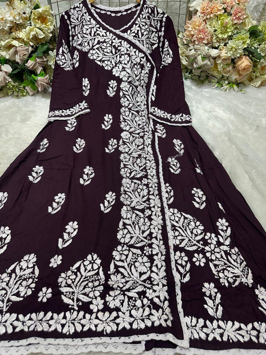 Women’s Floral Printed Flared Kurta with Embroidered Detailing