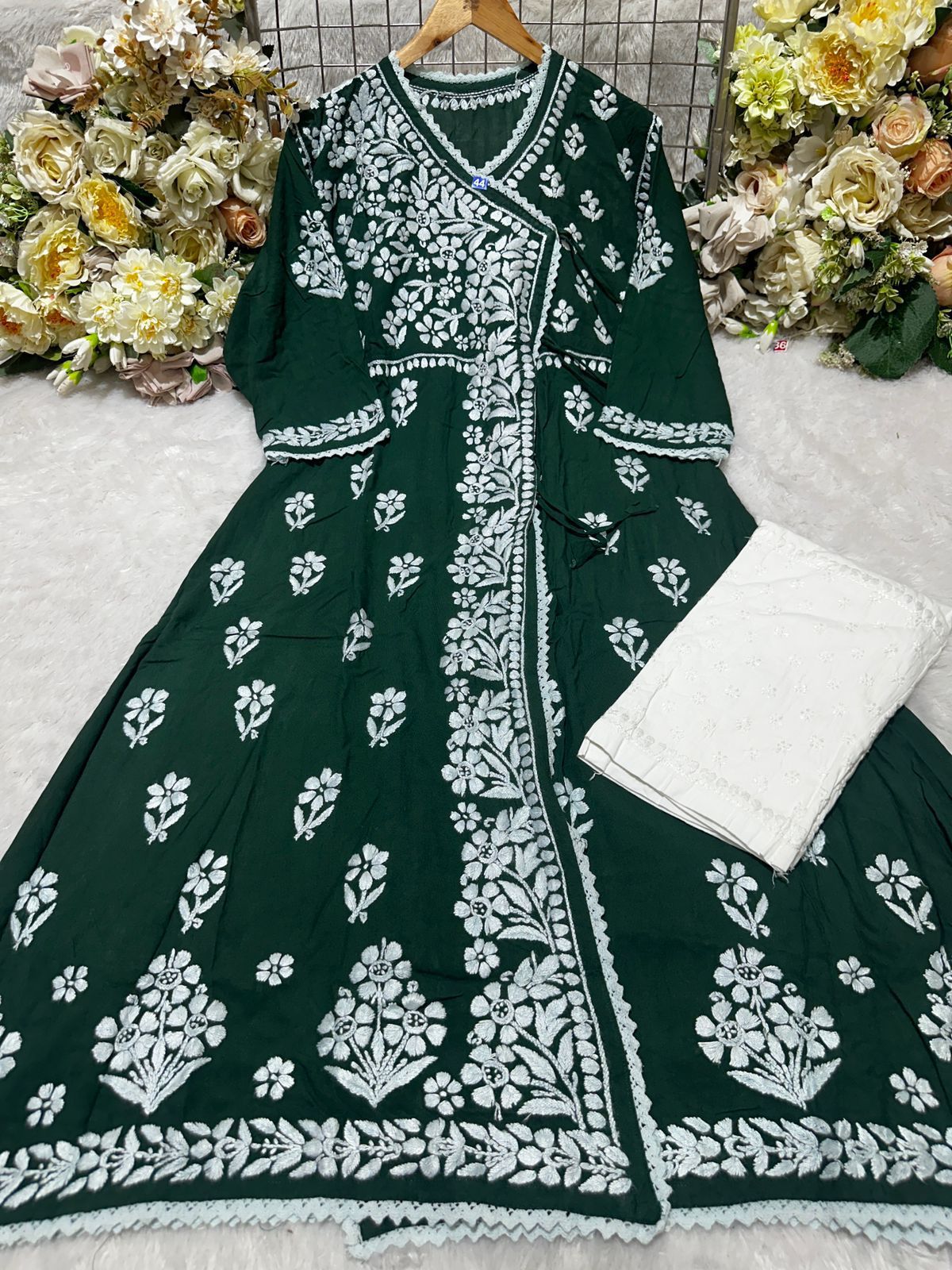 Women’s Floral Printed Flared Kurta with Embroidered Detailing