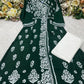 Women’s Floral Embroidered Flared Kurta with Front Panel