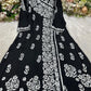 Women’s Floral Embroidered Flared Kurta with Front Panel