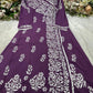 Women’s Floral Embroidered Flared Kurta with Front Panel