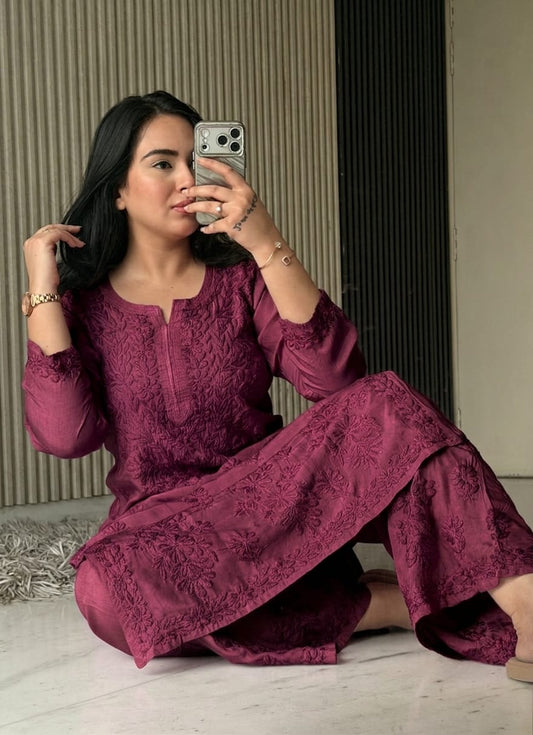 Women’s Floral Embroidered Kurta Set with Pants