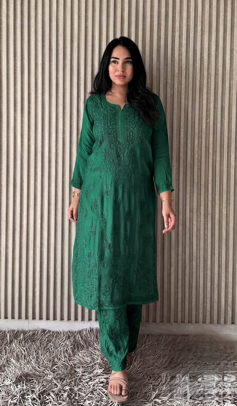 Women’s Floral Embroidered Kurta Set with Pants