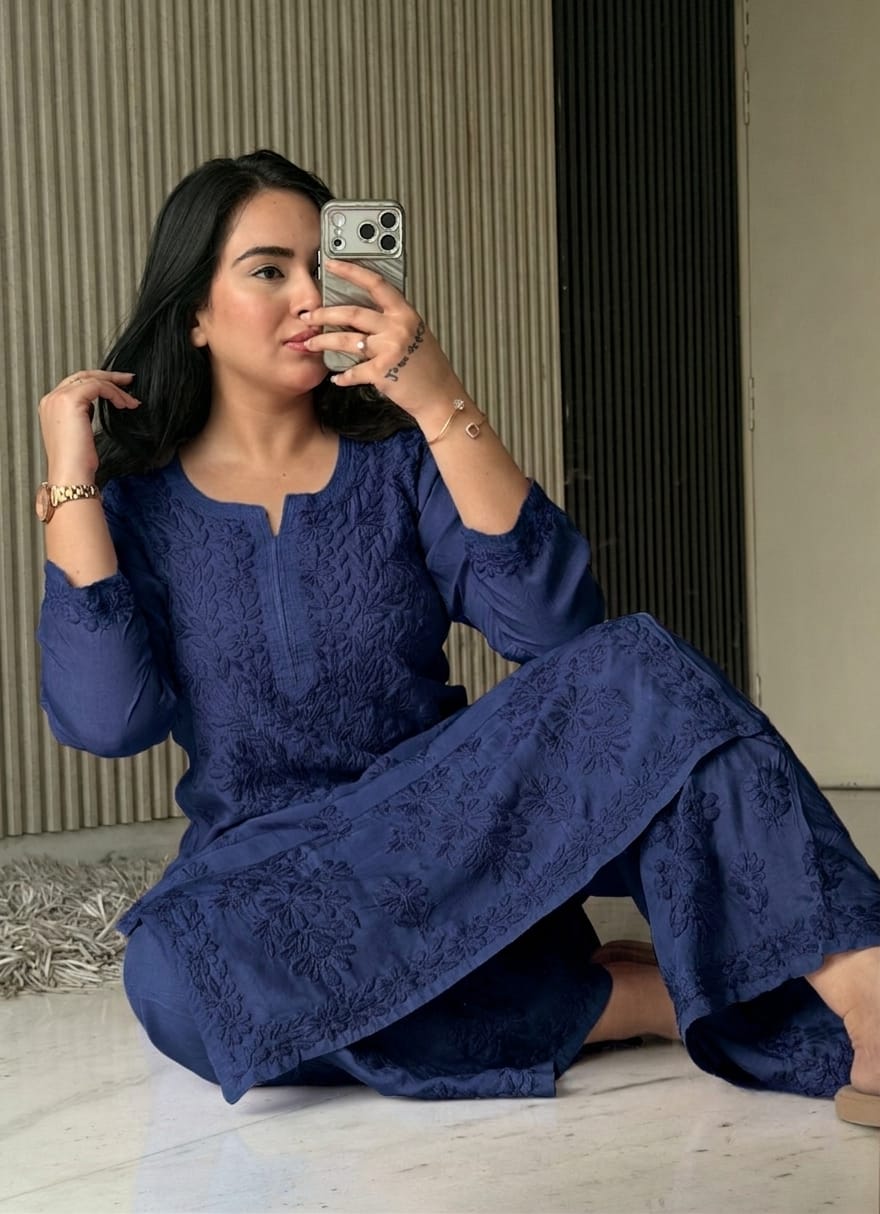 Women’s Floral Embroidered Kurta Set with Pants